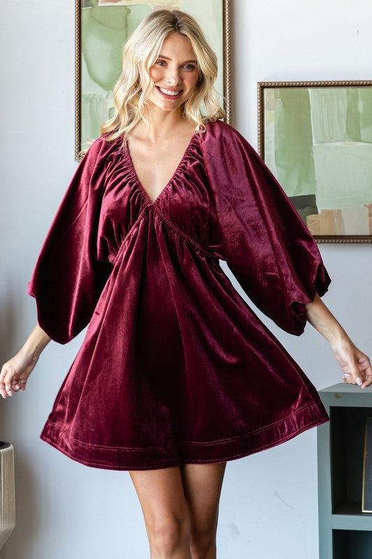 Velvet Puff Sleeve Dress – Evelyn Rose Boutique