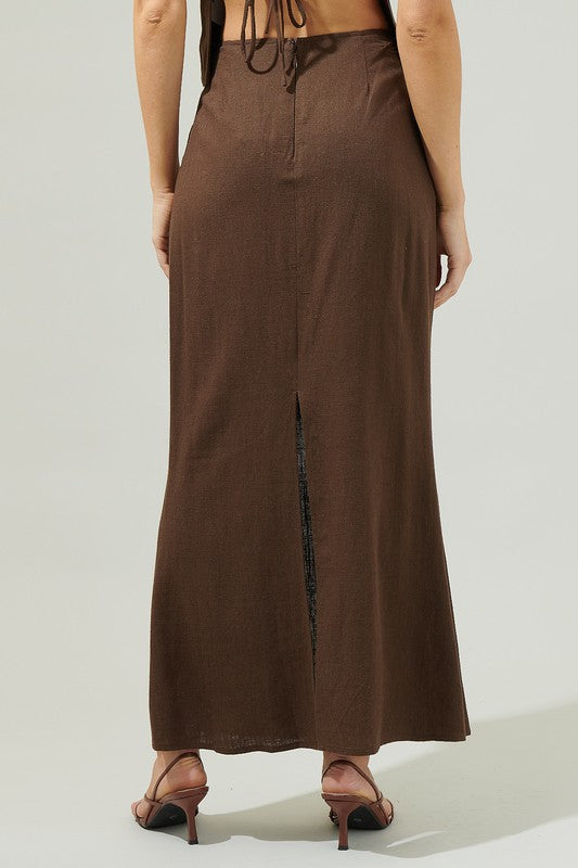 Back Slit Maxi Skirt- Espresso – Evelyn Rose Boutique