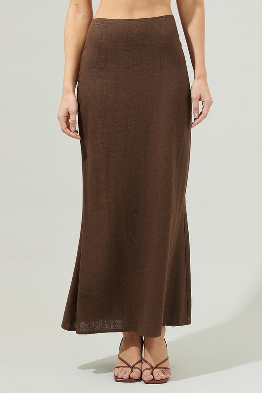 Back Slit Maxi Skirt- Espresso – Evelyn Rose Boutique