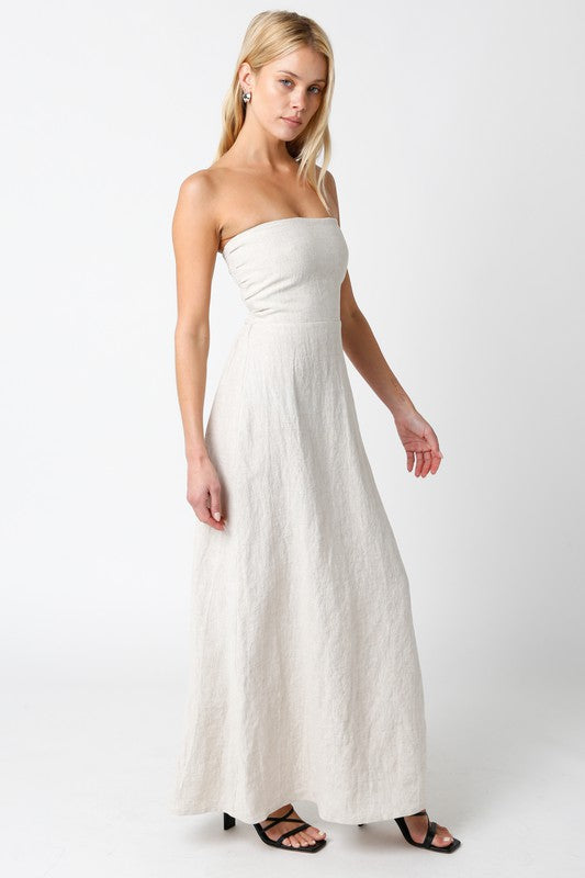 Blair Linen Maxi Dress- Tan – Evelyn Rose Boutique
