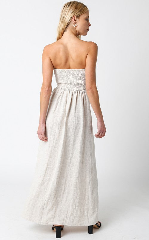 Blair Linen Maxi Dress- Tan – Evelyn Rose Boutique