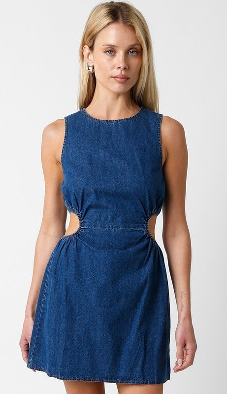 white christmas dresses Denim Cut Out Dress – Evelyn Rose Boutique