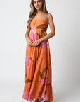 Orange Print Maxi Dress