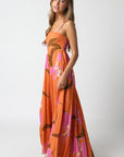 Orange Print Maxi Dress