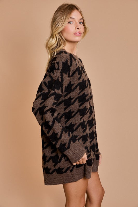 Sweater Dress- Houndstooth – Evelyn Rose Boutique