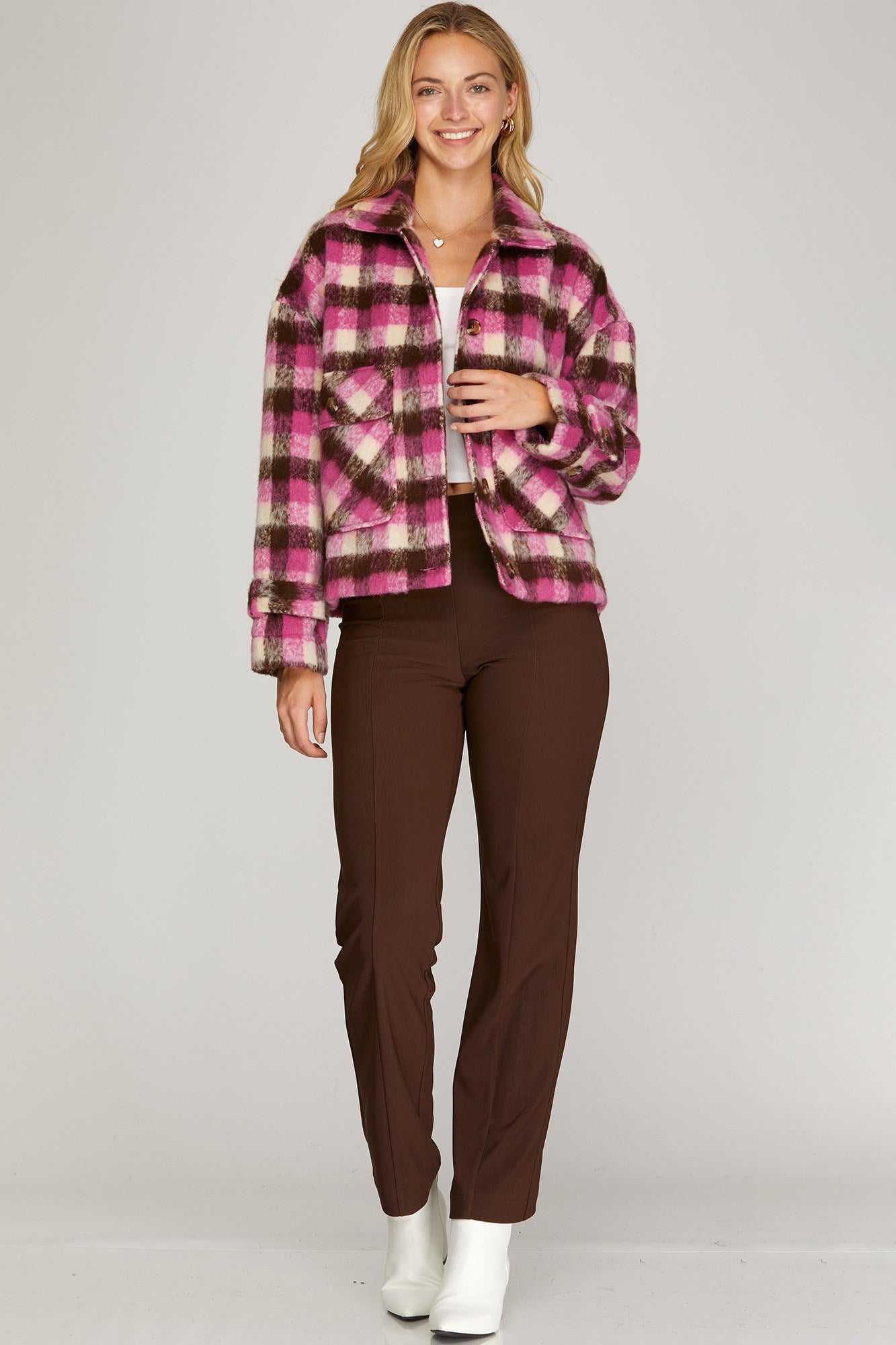 Brushed Plaid Jacket – Evelyn Rose Boutique