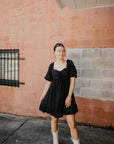 Set In Motion Eyelet Dress- Black