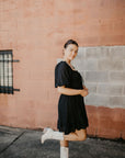Set In Motion Eyelet Dress- Black