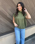 Mock Neck Sweater Vest- Evergreen