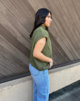 Mock Neck Sweater Vest- Evergreen