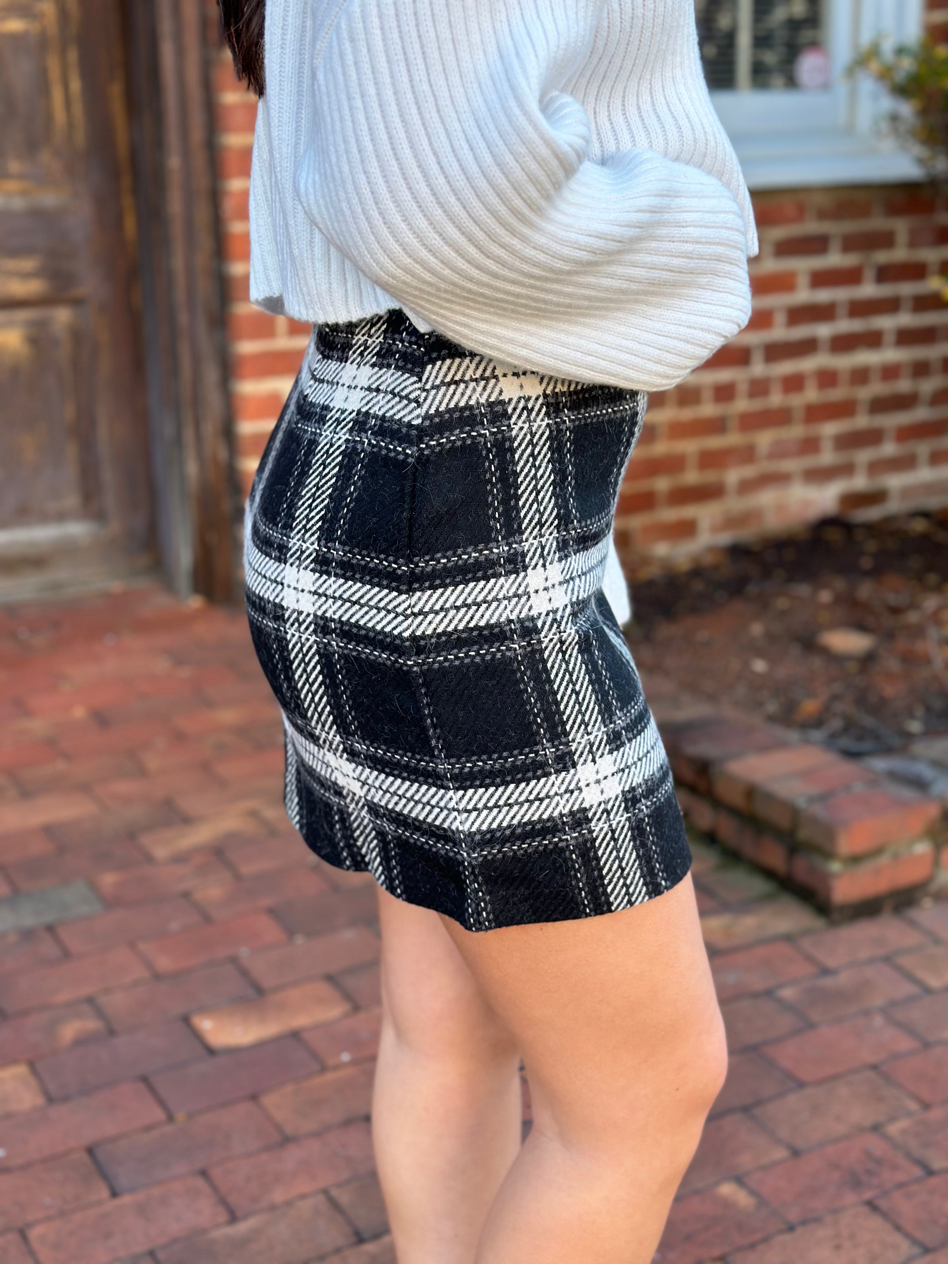 Black Plaid Skirt Evelyn Rose Boutique