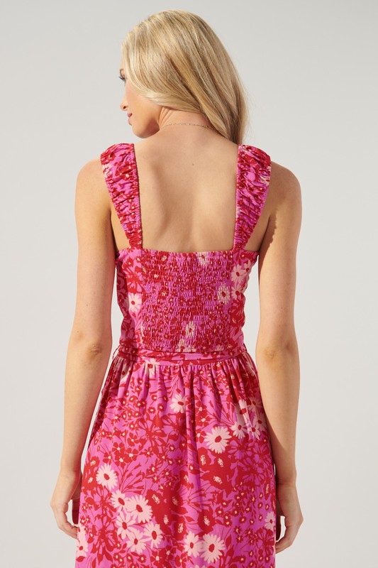 Pink Floral Bustier Cropped Top
