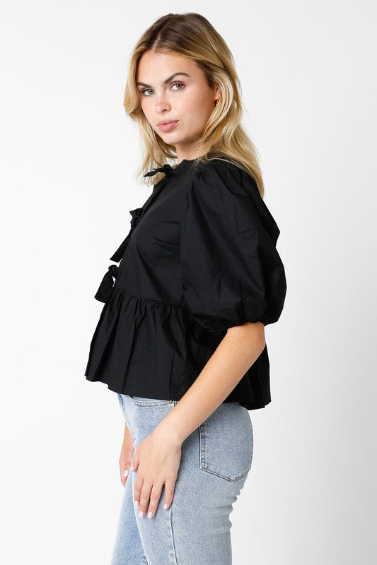 Eloise Tie Top- Black