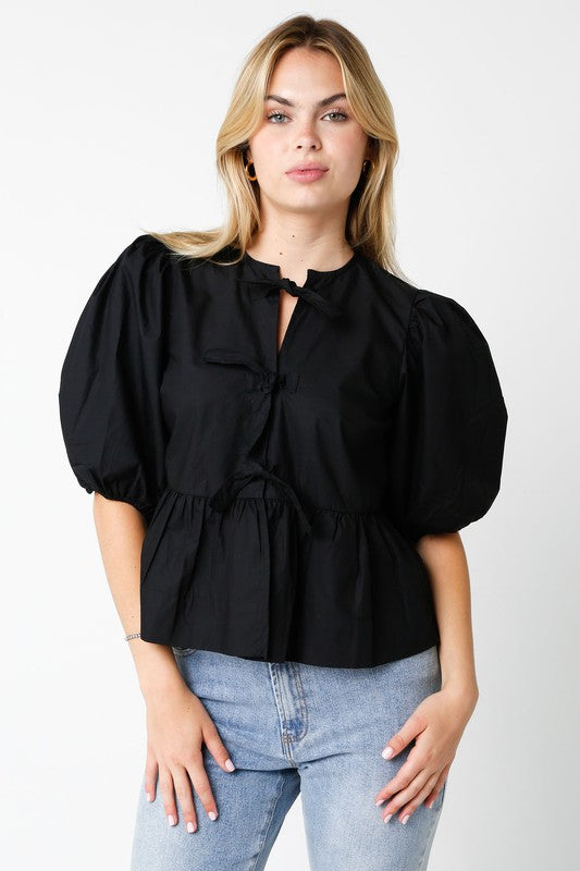 Eloise Tie Top- Black
