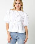 Tie Front Top- White