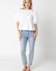 Tie Front Top- White