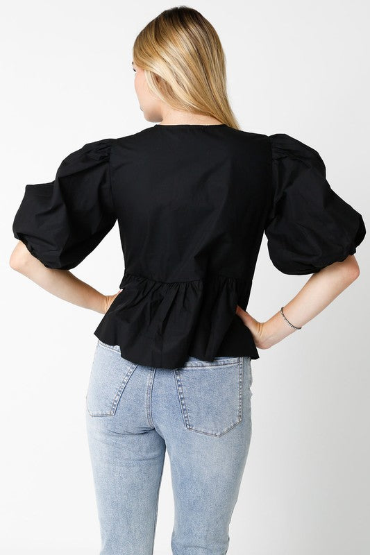 Eloise Tie Top- Black