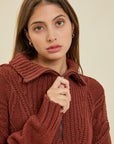 Brown Cable Knit Sweater