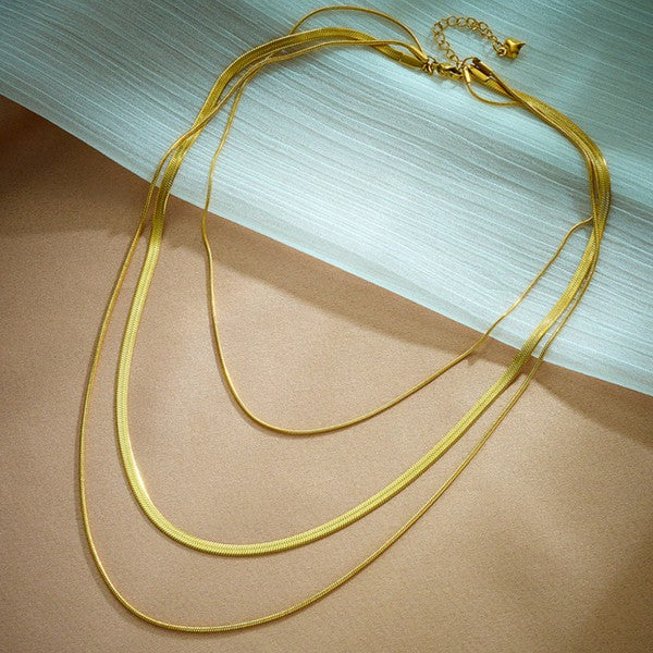 Chain 3 Layer Necklace- Gold