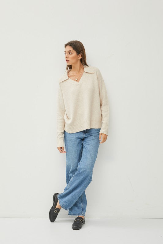 Classic Collared V-Neck Sweater