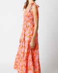 Orange Floral Midi Dress