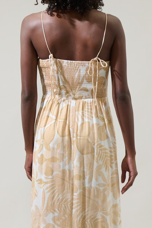 Neutral Floral Midi Dress