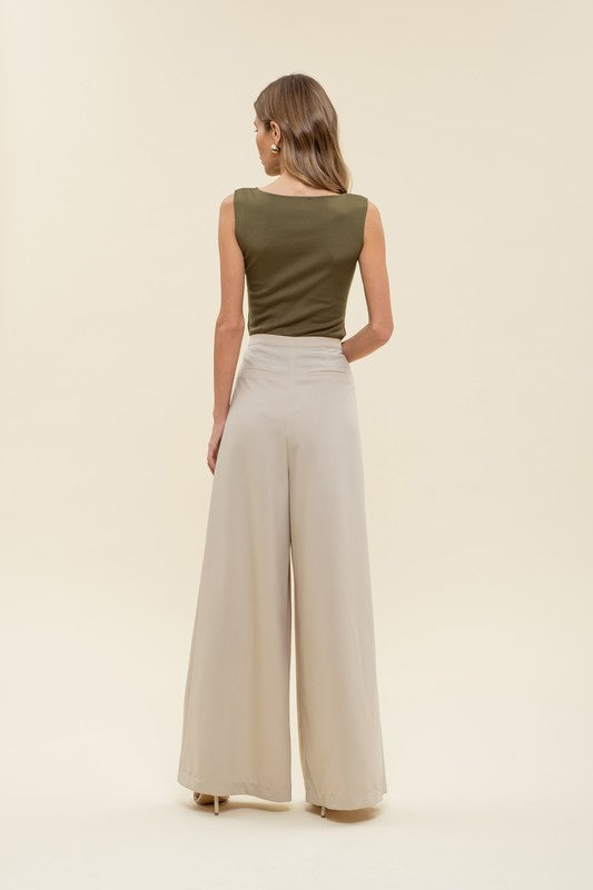 Boat Neck Knit Top- Olive