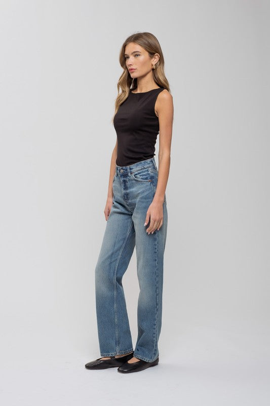 Boat Neck Knit Top- Black