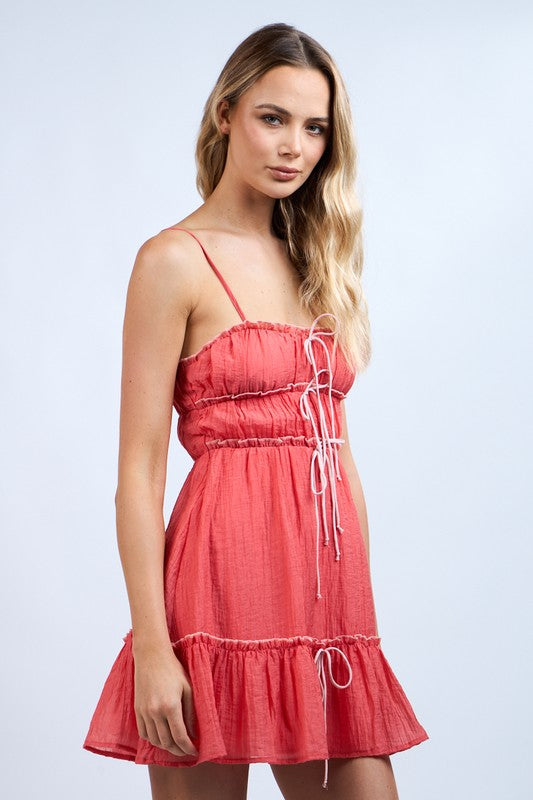 Tiered Bow Mini Dress