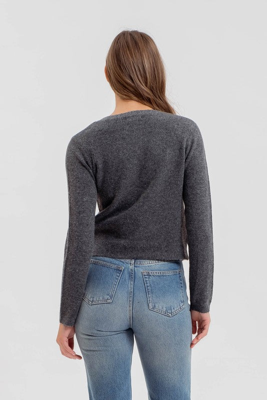 Classic Cardigan- Charcoal