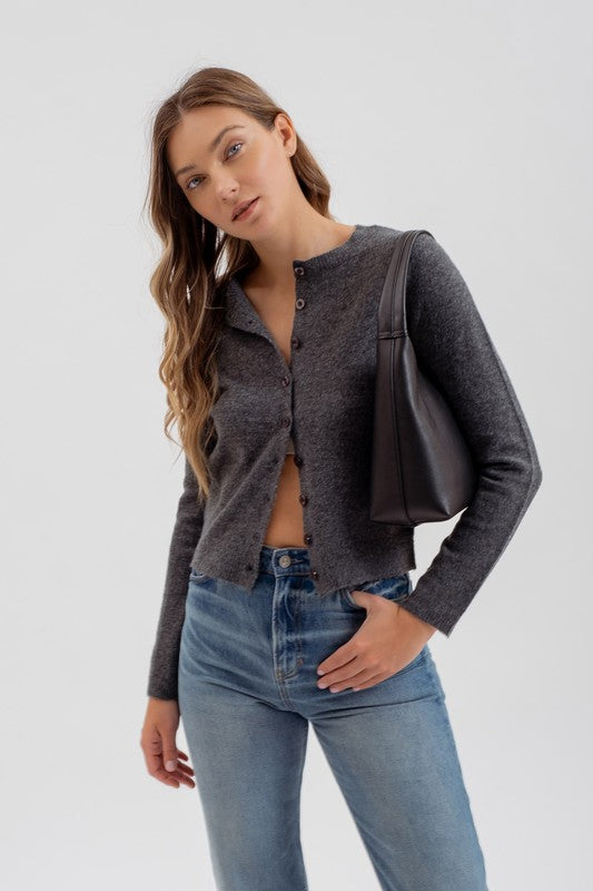 Classic Cardigan- Charcoal