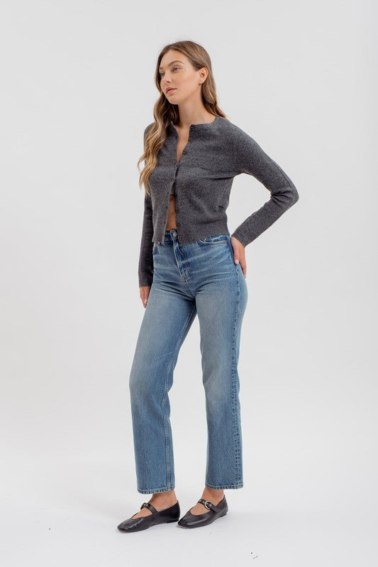 Classic Cardigan- Charcoal