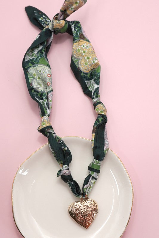 Scarf Necklace- Heart Locket