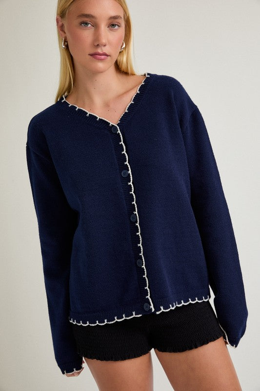 Scallop Trim Cardigan