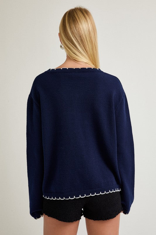 Scallop Trim Cardigan