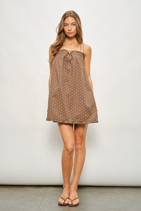 Polka Dot Mini Dress- Chocolate &amp; Blueberry