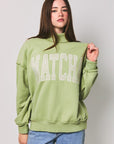 "matcha" Mock Neck Sweatshirt