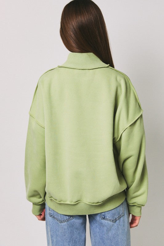 "matcha" Mock Neck Sweatshirt