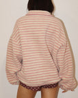 Sherpa Pullover- Cream/Pink Stripe