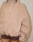 Sherpa Pullover- Cream/Pink Stripe