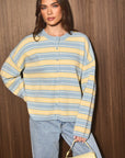 Stripe Society Cardigan- Blue & Yellow