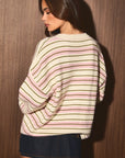 Stripe Society Cardigan- Pink & Ivory