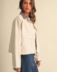 Brown Gingham Trim Jacket