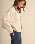 Brown Gingham Trim Jacket