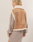 Fur-Contrast Zippered Suede Vest