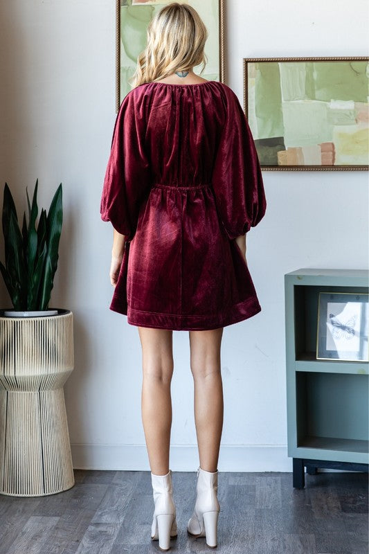 Velvet Puff Sleeve Dress – Evelyn Rose Boutique Velvet Puff Sleeve Dress – Evelyn Rose Boutique