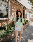 Ruffle Sleeve Eyelet Top