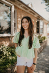 Ruffle Sleeve Eyelet Top