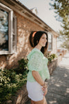 Ruffle Sleeve Eyelet Top