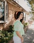 Ruffle Sleeve Eyelet Top